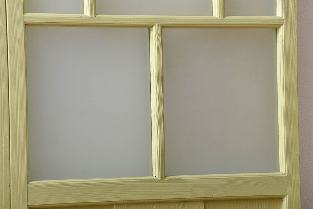 アンティーク 爽やかなカラーのガラス戸2枚セット(引き戸)