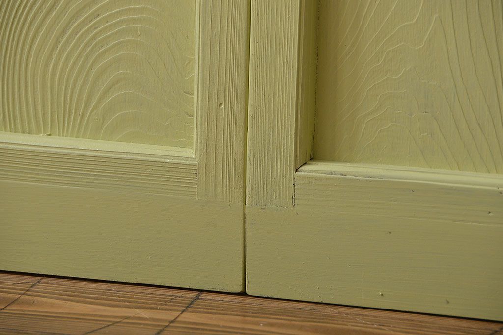 アンティーク 爽やかなカラーのガラス戸2枚セット(引き戸)