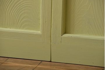 アンティーク 爽やかなカラーのガラス戸2枚セット(引き戸)