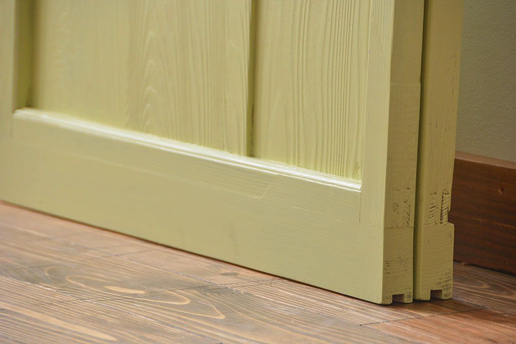 アンティーク 爽やかなカラーのガラス戸2枚セット(引き戸)