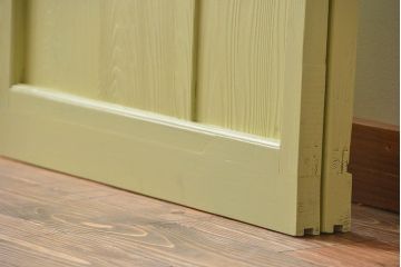 アンティーク 爽やかなカラーのガラス戸2枚セット(引き戸)