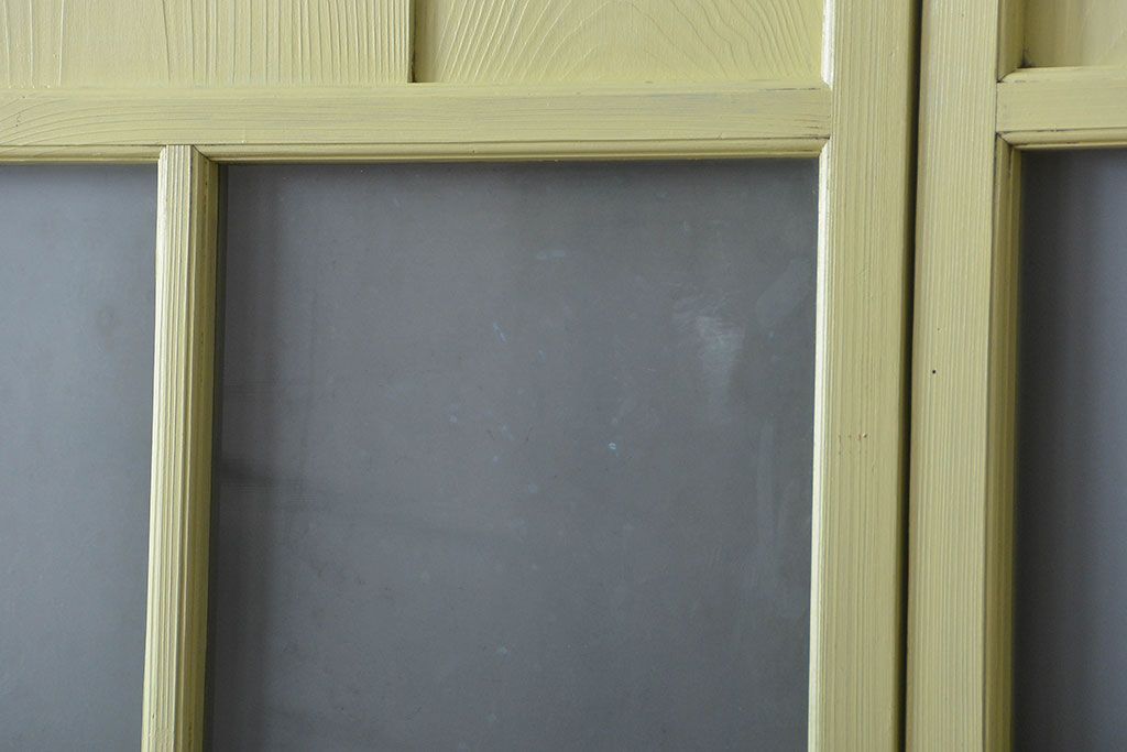 アンティーク 爽やかなカラーのガラス戸2枚セット(引き戸)