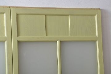 アンティーク 爽やかなカラーのガラス戸2枚セット(引き戸)