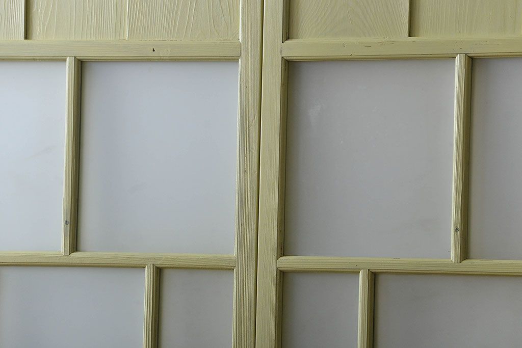 アンティーク 爽やかなカラーのガラス戸2枚セット(引き戸)