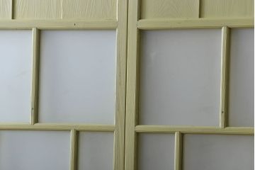 アンティーク 爽やかなカラーのガラス戸2枚セット(引き戸)