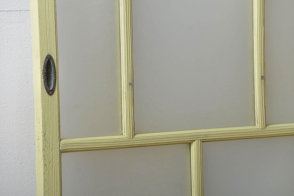 アンティーク 爽やかなカラーのガラス戸2枚セット(引き戸)