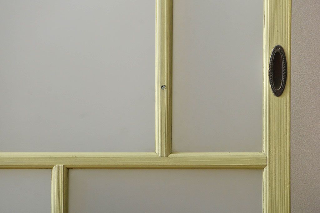 アンティーク 爽やかなカラーのガラス戸2枚セット(引き戸)