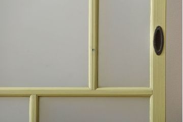 アンティーク 爽やかなカラーのガラス戸2枚セット(引き戸)