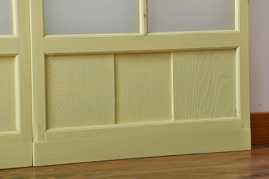 アンティーク 爽やかなカラーのガラス戸2枚セット(引き戸)