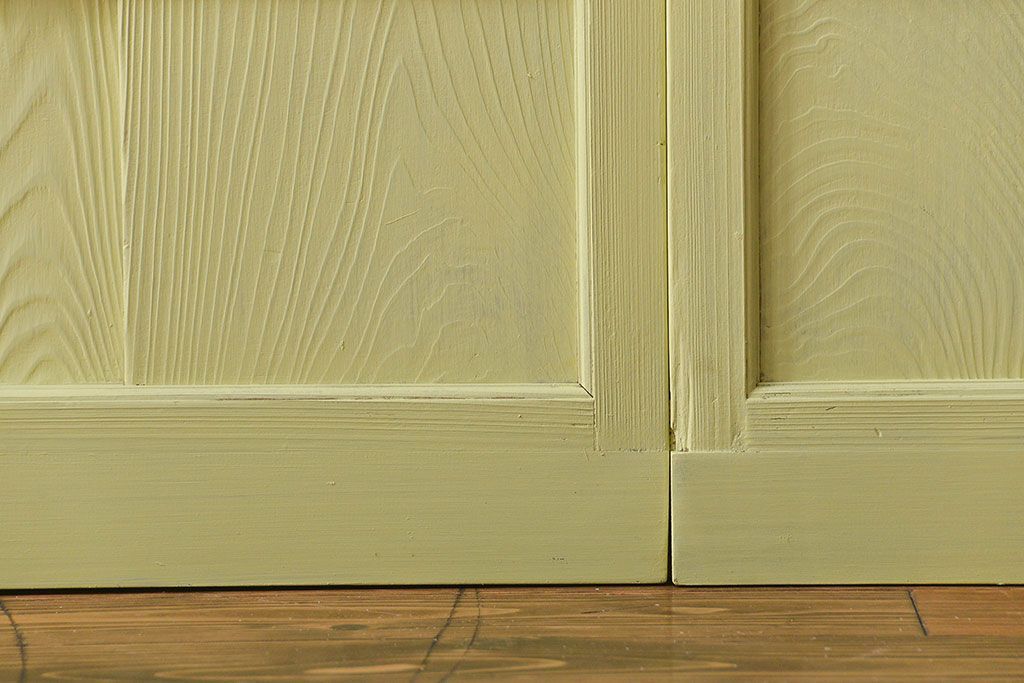 アンティーク 爽やかなカラーのガラス戸2枚セット(引き戸)