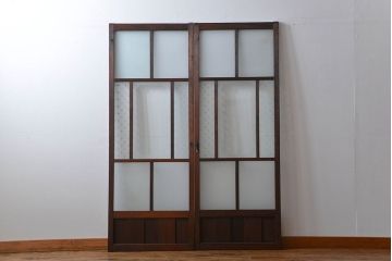 すりガラスと模様ガラス入りガラス戸2枚