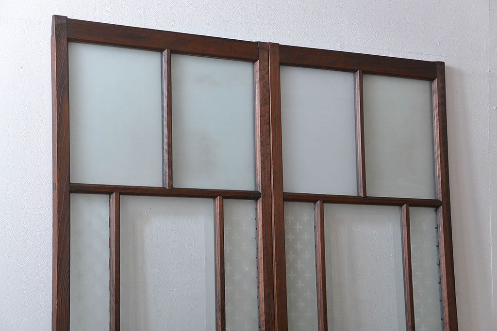 すりガラスと模様ガラス入りガラス戸2枚セット(2)(引き戸)