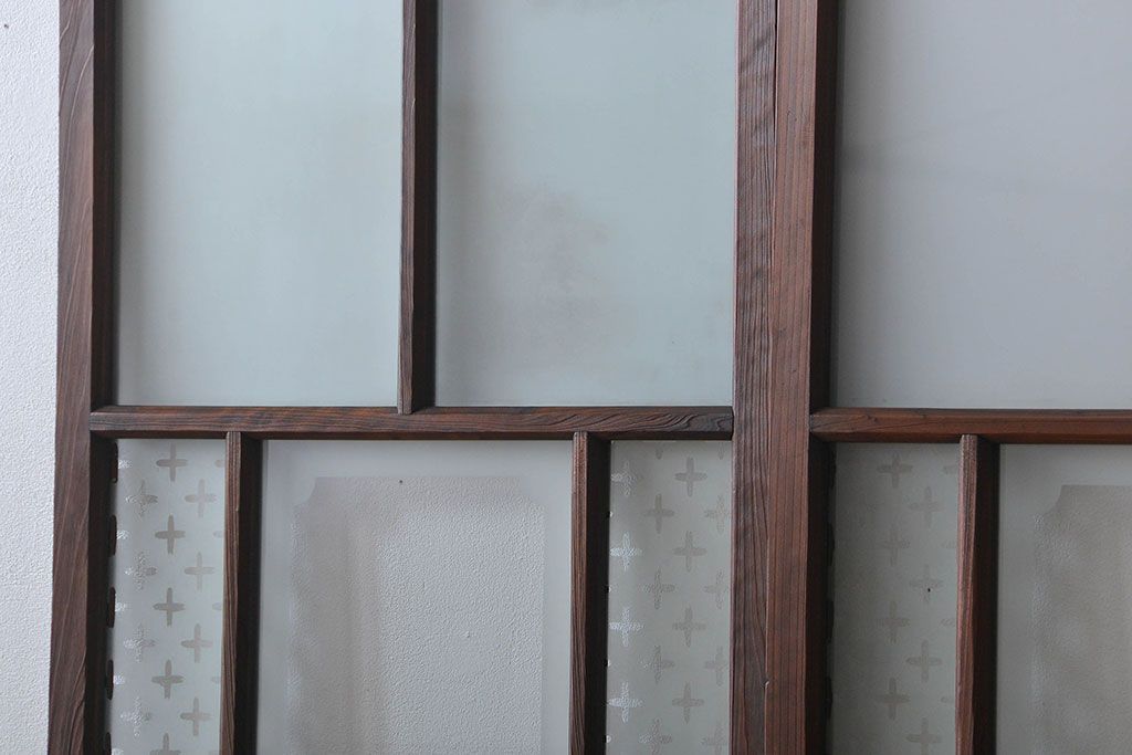 すりガラスと模様ガラス入りガラス戸2枚セット(2)(引き戸)