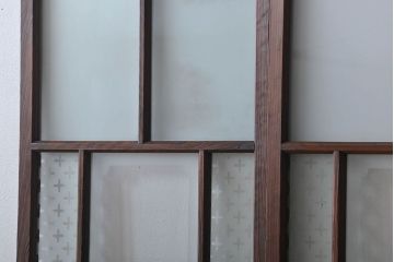 すりガラスと模様ガラス入りガラス戸2枚セット(2)(引き戸)