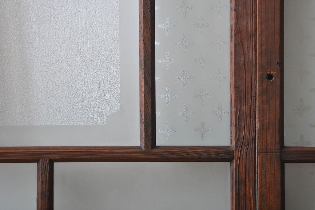 すりガラスと模様ガラス入りガラス戸2枚セット(2)(引き戸)