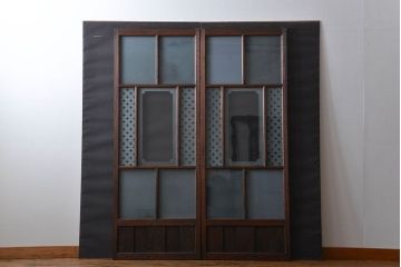 すりガラスと模様ガラス入りガラス戸2枚セット(2)(引き戸)