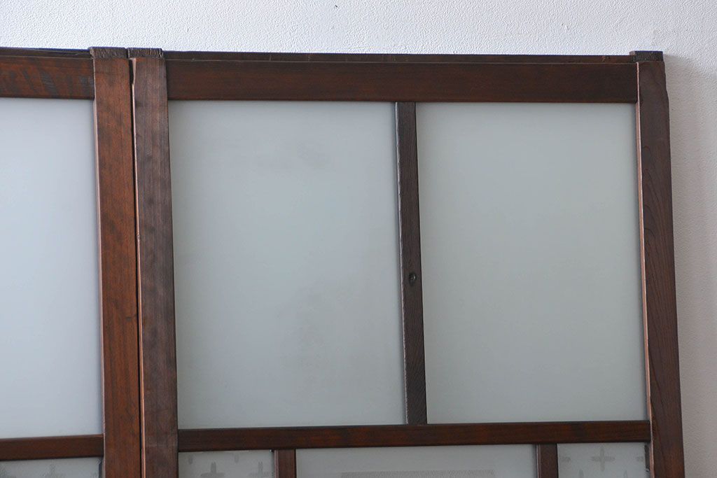 すりガラスと模様ガラス入りガラス戸2枚セット(2)(引き戸)