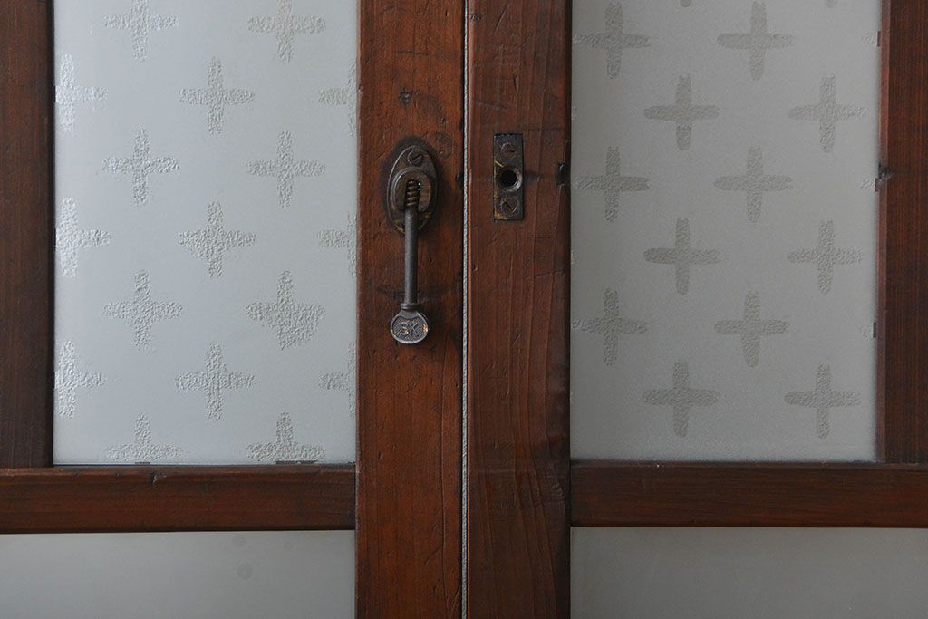 すりガラスと模様ガラス入りガラス戸2枚セット(2)(引き戸)