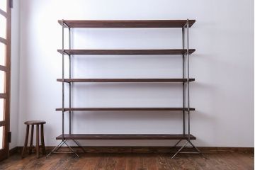 ラフジュオリジナル アイアンの薄型飾り棚【大】(陳列棚、アイアンラック)