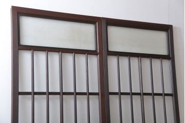 大正ロマン モールガラスとダイヤガラス入り!背の高い裏ガラス格子戸