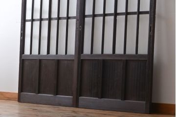 大正ロマン モールガラスとダイヤガラス入り!背の高い裏ガラス格子戸