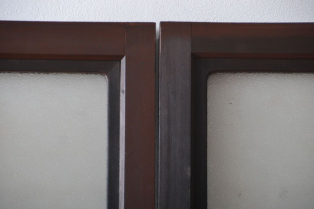 大正ロマン モールガラスとダイヤガラス入り!背の高い裏ガラス格子戸