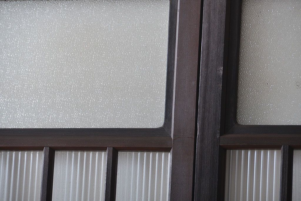 大正ロマン モールガラスとダイヤガラス入り!背の高い裏ガラス格子戸