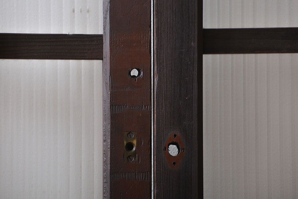 大正ロマン モールガラスとダイヤガラス入り!背の高い裏ガラス格子戸