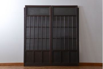 大正ロマン モールガラスとダイヤガラス入り!背の高い裏ガラス格子戸