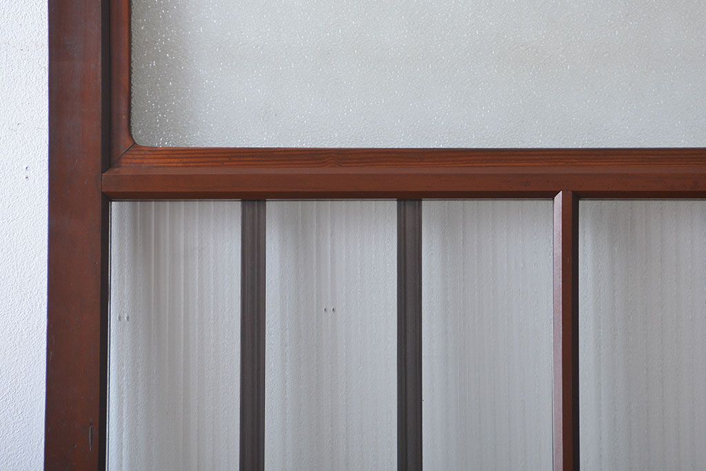 大正ロマン モールガラスとダイヤガラス入り!背の高い裏ガラス格子戸