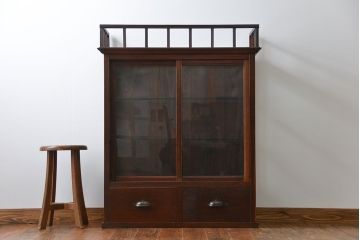 アンティーク家具　大正ロマン 古いタバコ屋のアンティークガラスケース