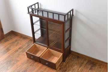 アンティーク家具　大正ロマン 古いタバコ屋のアンティークガラスケース