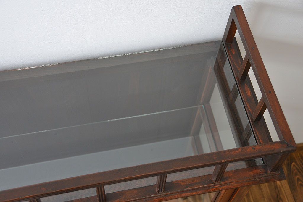 アンティーク家具　大正ロマン 古いタバコ屋のアンティークガラスケース