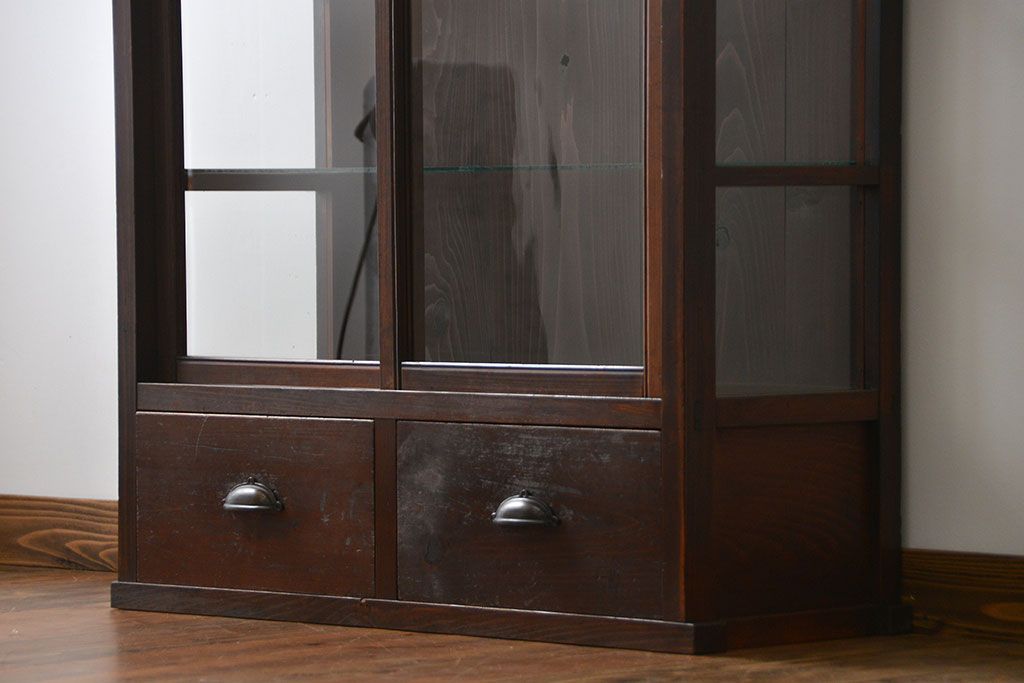 アンティーク家具　大正ロマン 古いタバコ屋のアンティークガラスケース