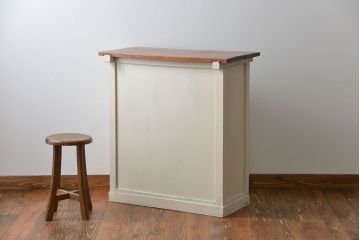 アンティーク家具　引き出し2杯付き　アンティークペイント収納棚