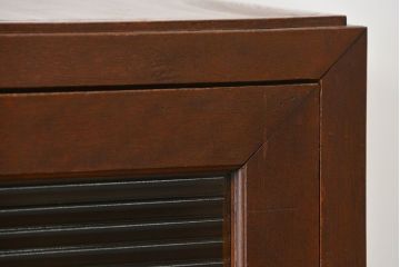 レトロ家具　昭和レトロ モールガラス入り!スリムな縦型脚付き戸棚