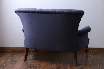 アンティーク家具　イギリスアンティーク 上質!小振りなウィングバック2Pラブソファ(ウイングバックソファ)