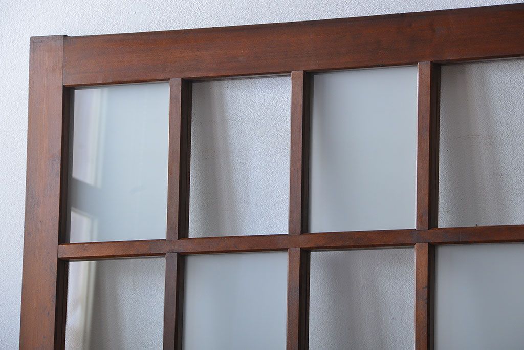 市松模様ガラスの背の高いガラス格子戸2枚セット