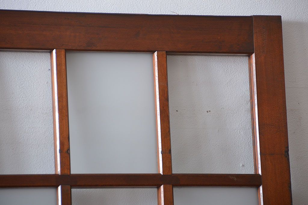 市松模様ガラスの背の高いガラス格子戸2枚セット