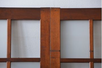 市松模様ガラスの背の高いガラス格子戸2枚セット