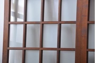 市松模様ガラスの背の高いガラス格子戸2枚セット