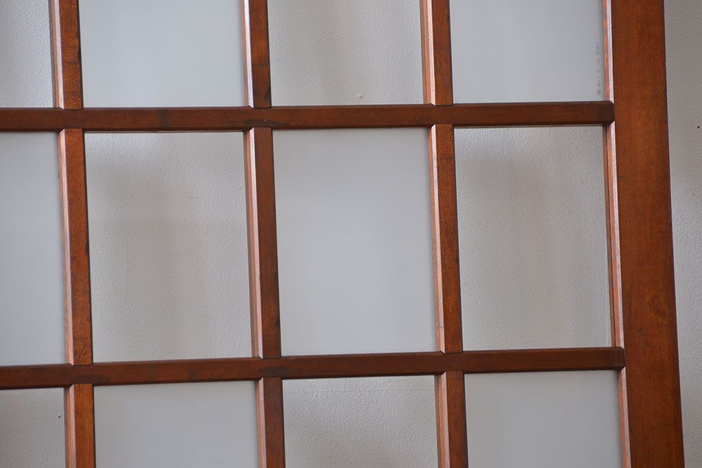 市松模様ガラスの背の高いガラス格子戸2枚セット