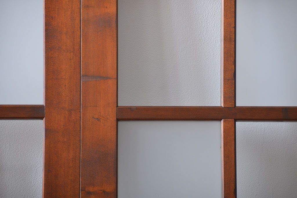 市松模様ガラスの背の高いガラス格子戸2枚セット