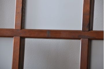 市松模様ガラスの背の高いガラス格子戸2枚セット