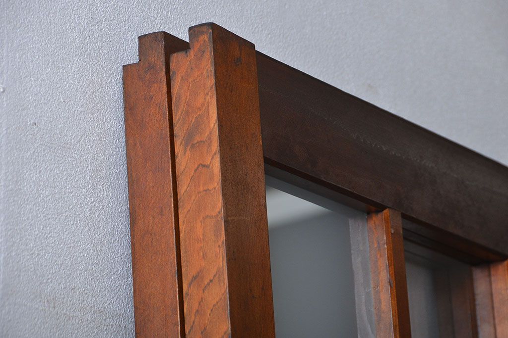 市松模様ガラスの背の高いガラス格子戸2枚セット