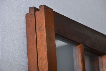 市松模様ガラスの背の高いガラス格子戸2枚セット