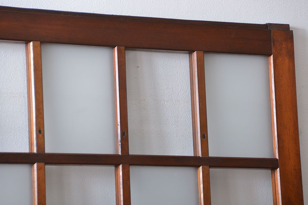 市松模様ガラスの背の高いガラス格子戸2枚セット