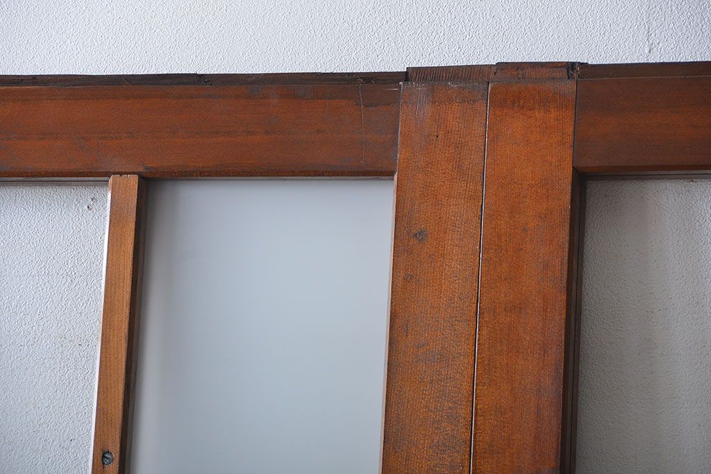 市松模様ガラスの背の高いガラス格子戸2枚セット