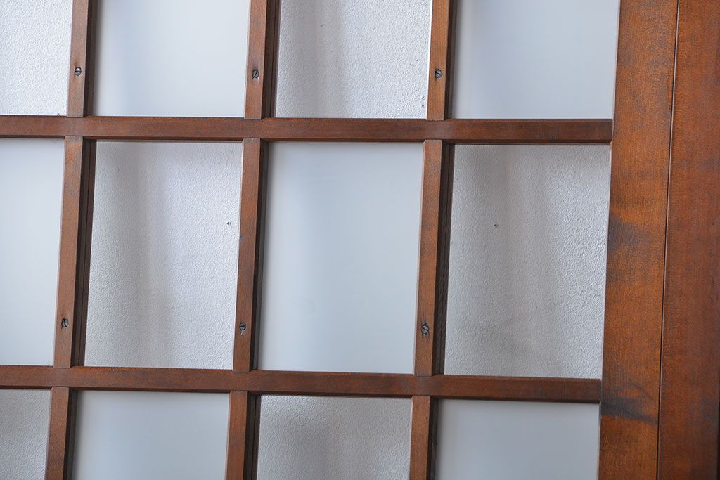 市松模様ガラスの背の高いガラス格子戸2枚セット