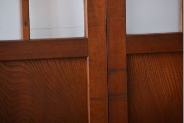 市松模様ガラスの背の高いガラス格子戸2枚セット